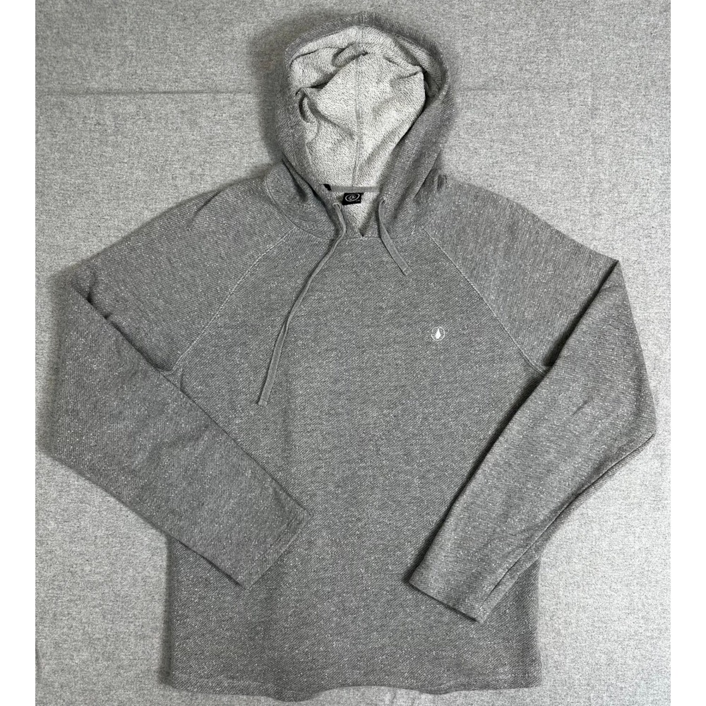 Volcom Hoodie Mens Large Gray Lightweight Raglan Stone Logo Pullover